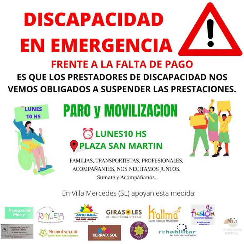 Paro y movilización nacional de las prestadoras de discapacidad