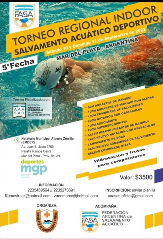 Villa Mercedes presente en el Torneo Regional Indoor de Salvamento Acuático Deportivo