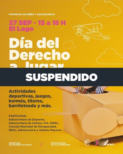 Suspenden las actividades por el Día del Derecho a Jugar