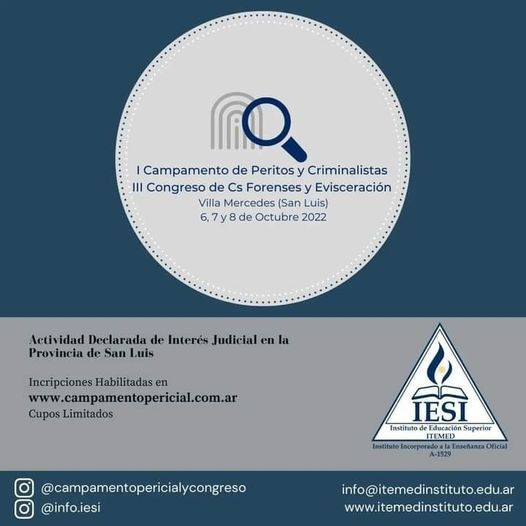 Villa Mercedes será sede del I Campamento y III Congreso de Ciencias Forenses 