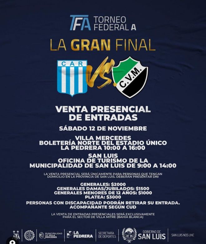 Mañana comienza la venta para la final del Torneo Federal A