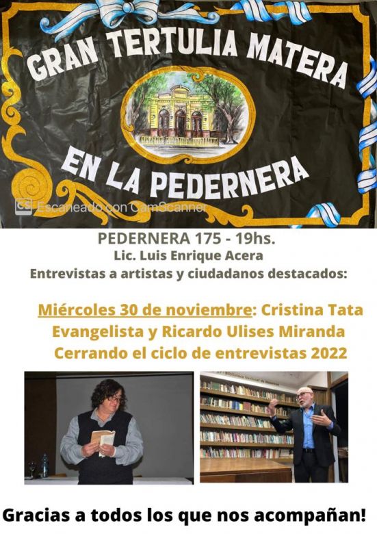 Llega la última Tertulia Matera del año
