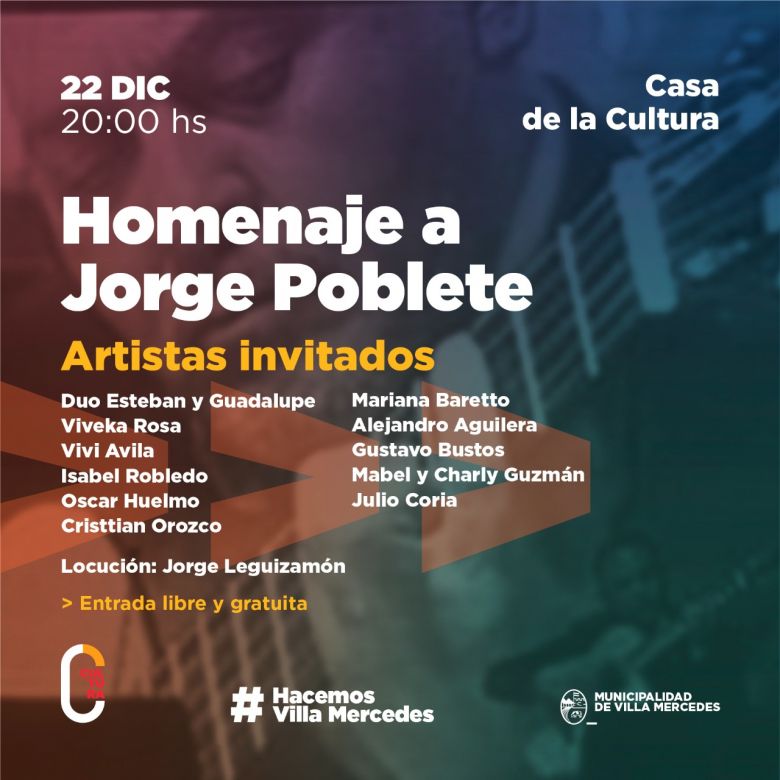 Hoy realizan un homenaje al músico Jorge Poblete