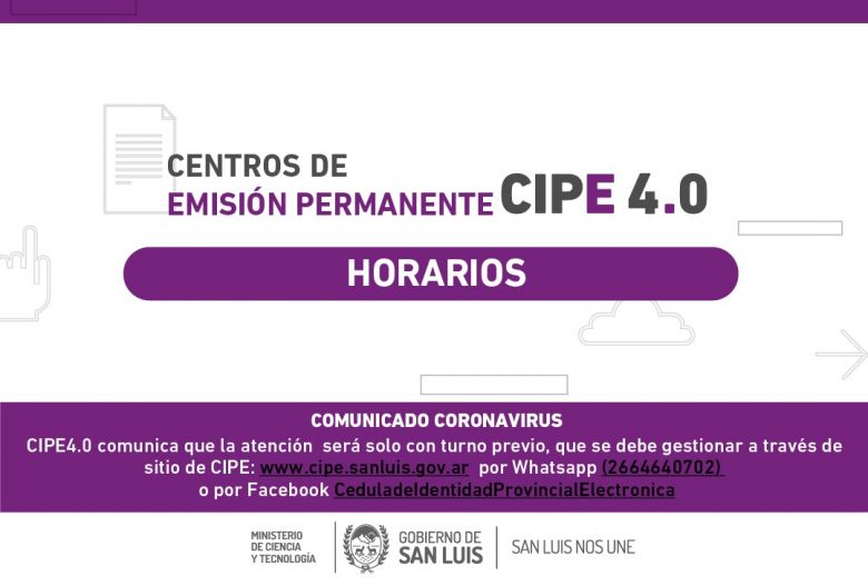 Durante enero los centros de emisión CIPE operarán con horarios especiales