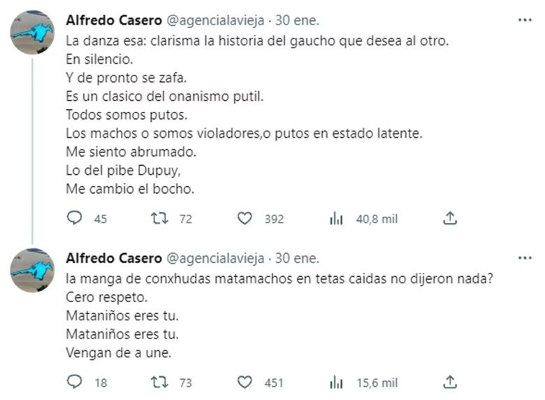 Alfredo Casero polémico por el beso entre los hermanos Posse en el Festival de Cosquín
