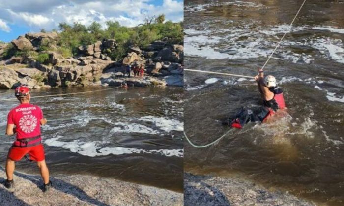 Rescataron a 20 turistas por una creciente en Mina Clavero