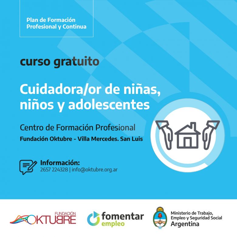 Están abiertas la inscripciones para la Capacitación de Cuidadora/or de niñas, niños y adolescentes