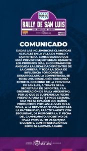 Por las lluvias en Merlo y Carpintería, la 2° fecha del Rally Argentino fue suspendida 