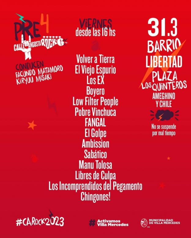 Llega la cuarta fecha del Pre Calle Angosta Rock