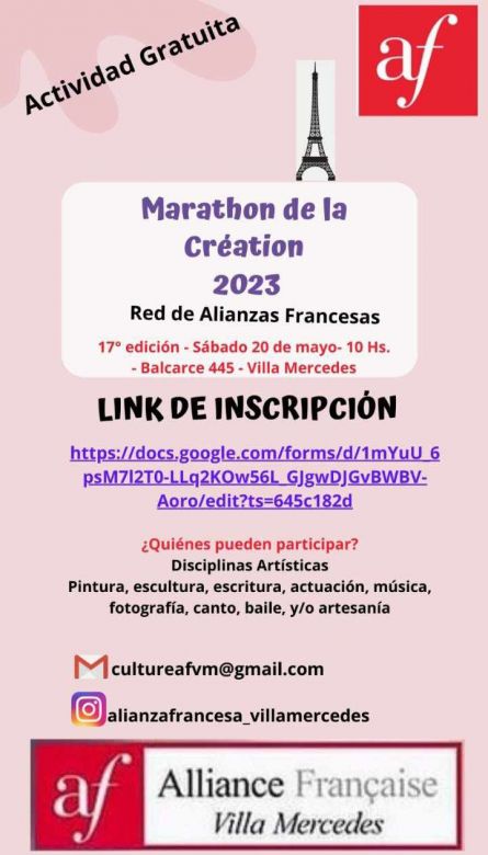 La Alianza Francesa presenta la 17° "Marathon de la Création"