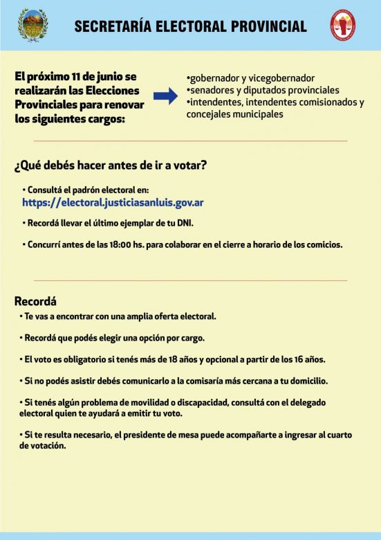 Elecciones 2023 en San Luis : lo que tenés que saber a la hora de ir a votar