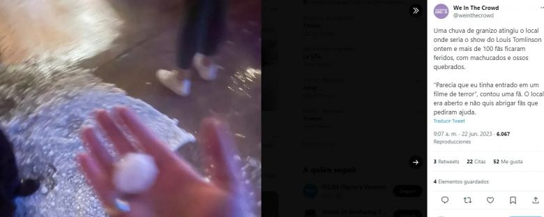 Terrible granizada en un show de Louis Tomlinson: corridas, huesos rotos y hospitalizados 