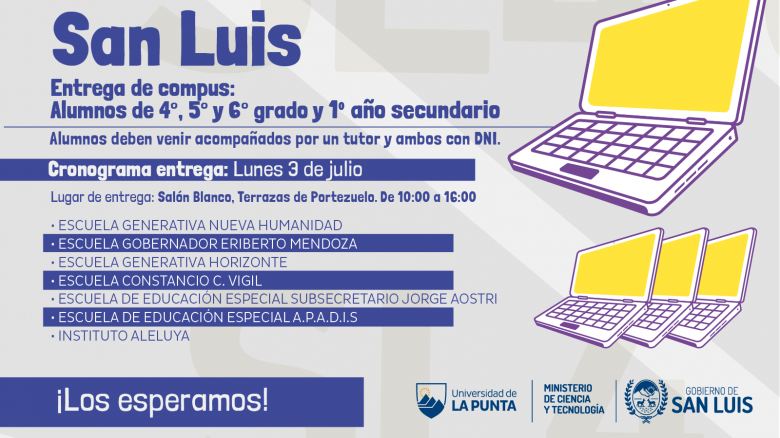 Esta semana continúa la entrega de computadoras en San Luis