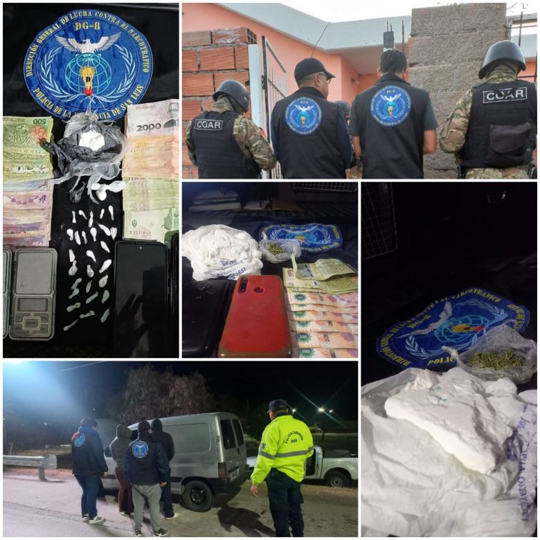 San Luis: anularon dos centros de distribución de drogas tras efectuar allanamientos