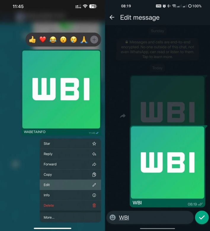 WhatsApp ahora permite corregir los comentarios en las imágenes y videos enviados
