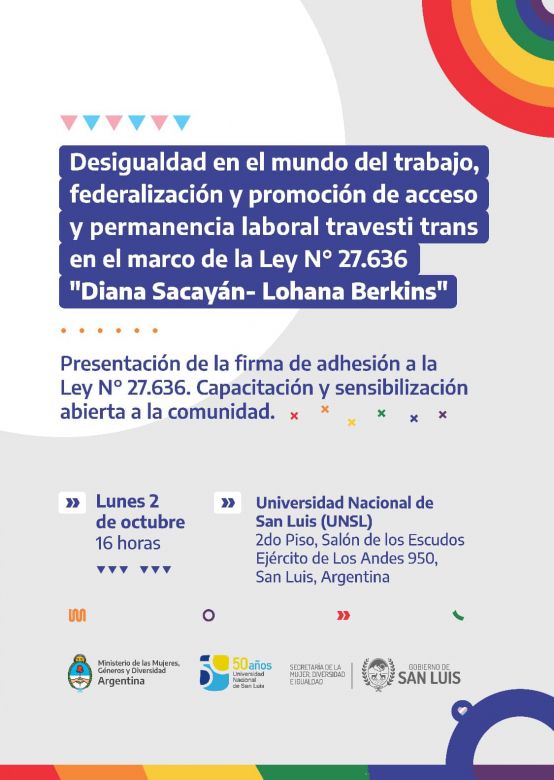 Este Lunes, capacitación sobre la igualdad laboral de personas travestis y trans.