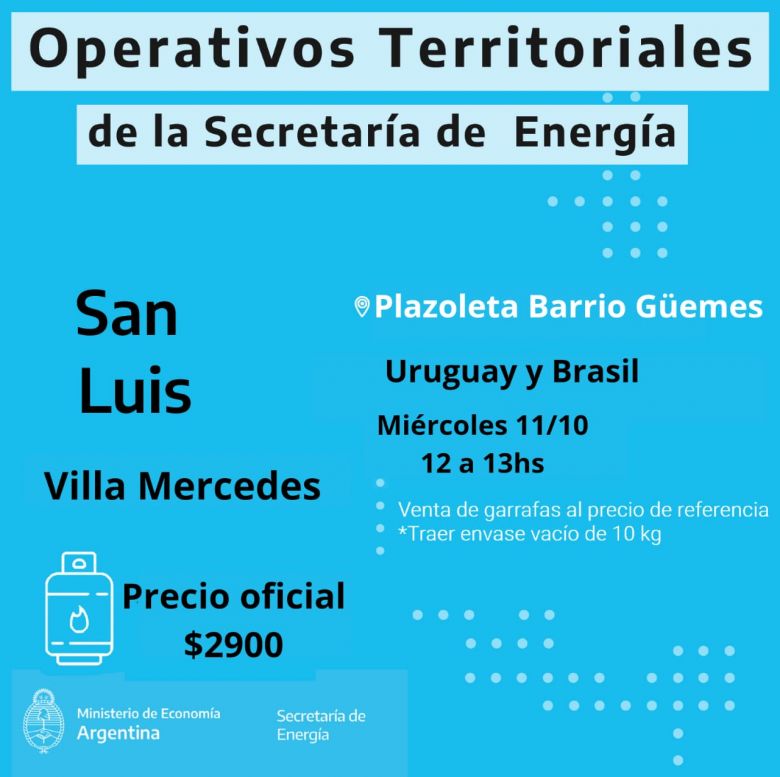 Continúan los operativos territoriales para la venta de garrafas