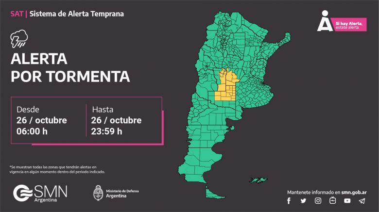 Alerta meteorológica por tormenta en San Luis 