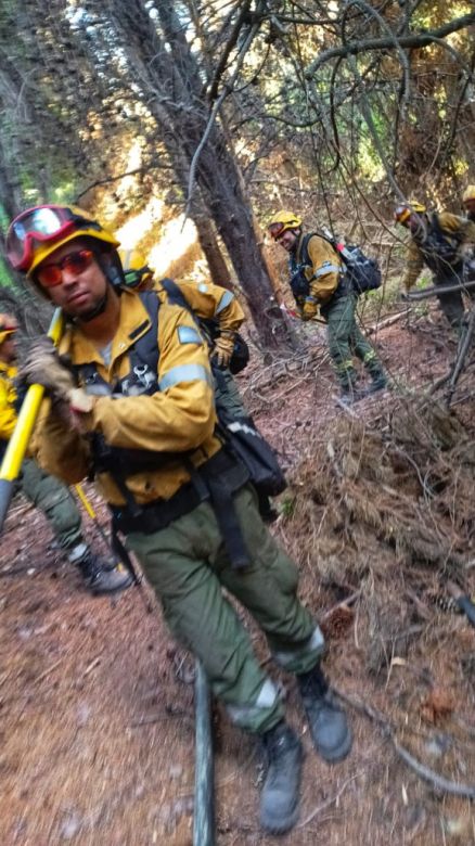 Los Brigadistas de San Luis ya le dan pelea a las llamas en el Parque Nacional Los Alerces.
