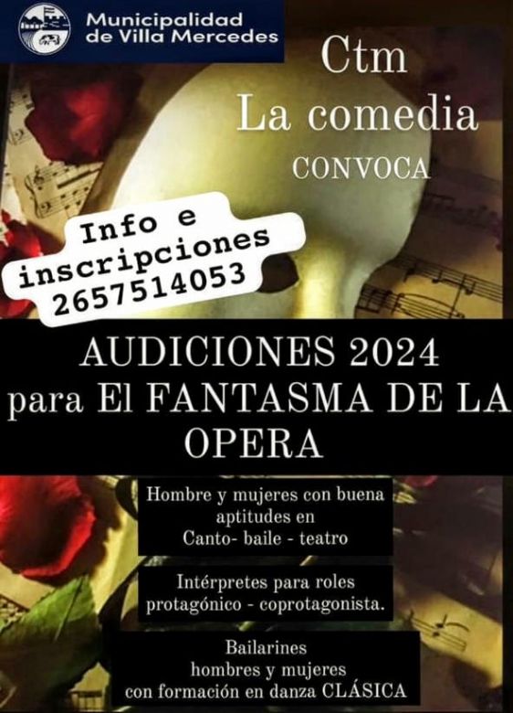 Se realizarán audiciones para el "Fantasma de la Ópera"