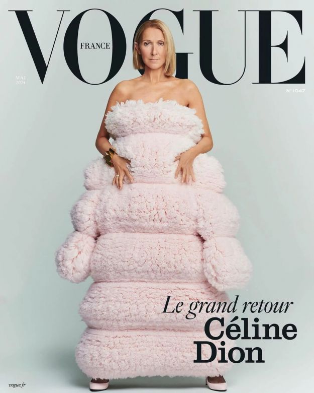 Céline Dion posó para Vogue en camisa semiabierta, bóxer y pantys: “A los 55, estoy orgullosa de esto“