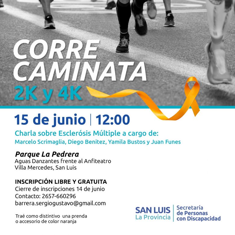 Se realizará una "Corre Caminata" para concientizar sobre la Esclerosis Múltiple