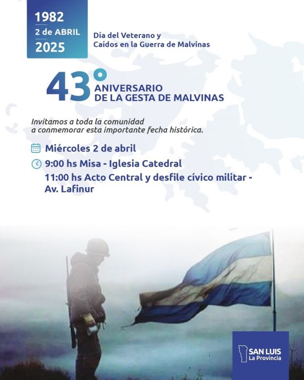 Con diversas actividades se conmemorará el 43° Aniversario de la Gesta de Malvinas