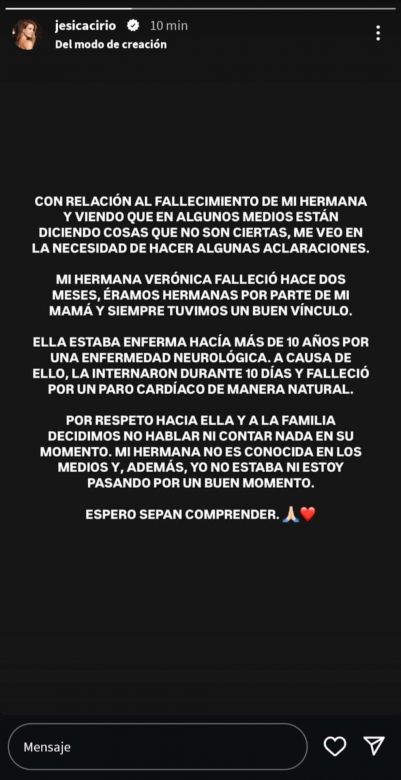 La Justicia investiga la muerte de la hermana de Jesica Cirio