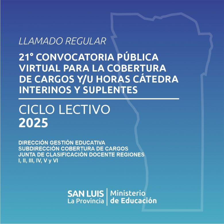 Publicaron la 21° convocatoria para la cobertura de cargos docentes y horas cátedra