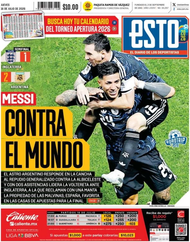 Mir&aacute; las portadas de los principales diarios del planeta tras la remontada de Argentina ante Inglaterra