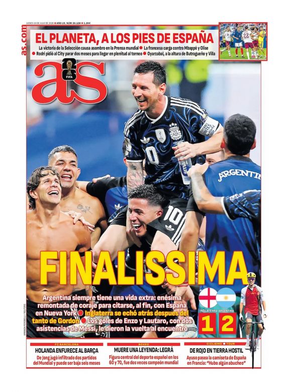Mir&aacute; las portadas de los principales diarios del planeta tras la remontada de Argentina ante Inglaterra