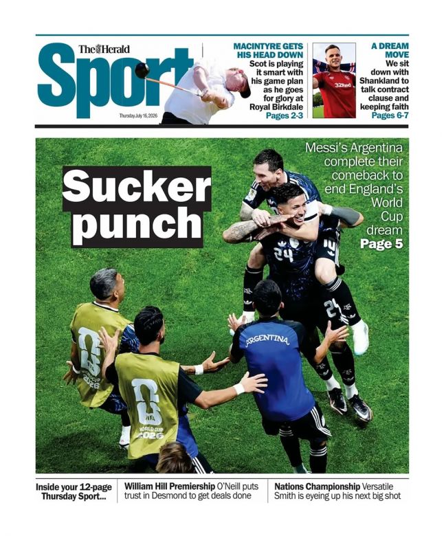 Mir&aacute; las portadas de los principales diarios del planeta tras la remontada de Argentina ante Inglaterra