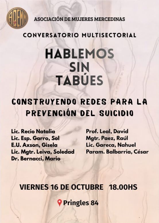 Villa Mercedes invita a hablar sin tab&uacute;es sobre la prevenci&oacute;n del suicidio