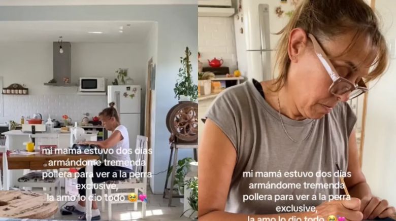 La reacción de Emilia Mernes cuando vio el video de una madre haciéndole una pollera a su hija para su show